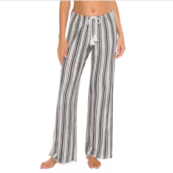 BECCA Other - Becca Swim Striped Split Leg Pants Black White NEW